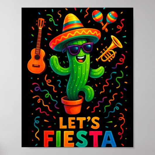 Cinco de mayo Mexicaanse cactus feest grappig laat Poster (Voorkant)