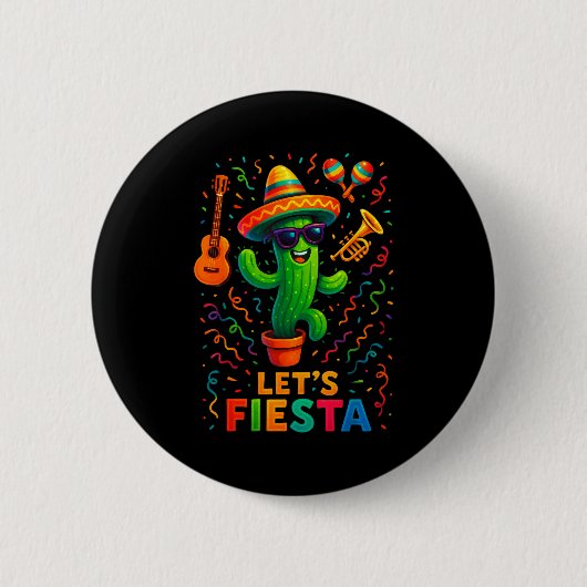 Cinco de mayo Mexicaanse cactus feest grappig laat Ronde Button 5,7 Cm (Voorkant)