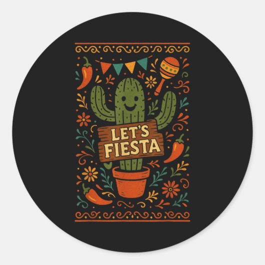 Cinco de mayo Mexicaanse cactus feest grappig laat Ronde Sticker (Voorkant)