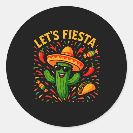 Cinco de mayo Mexicaanse cactus feest grappig laat Ronde Sticker (Voorkant)