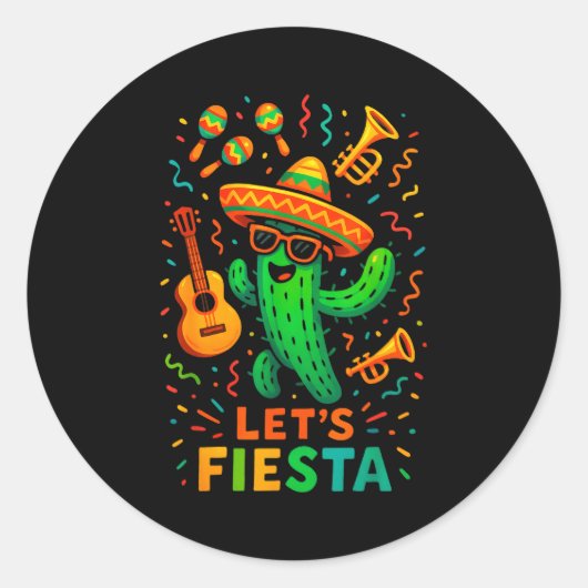 Cinco de mayo Mexicaanse cactus feest grappig laat Ronde Sticker (Voorkant)