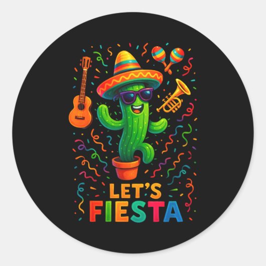 Cinco de mayo Mexicaanse cactus feest grappig laat Ronde Sticker (Voorkant)