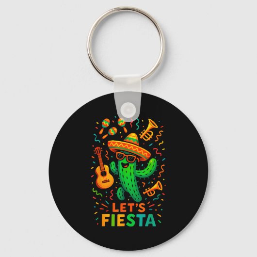 Cinco de mayo Mexicaanse cactus feest grappig laat Sleutelhanger (Voorkant)