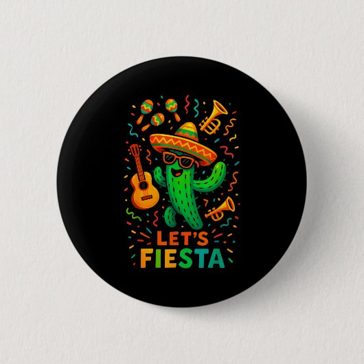 Cinco de mayo Mexicaanse cactus feest grappig late Ronde Button 5,7 Cm (Voorkant)