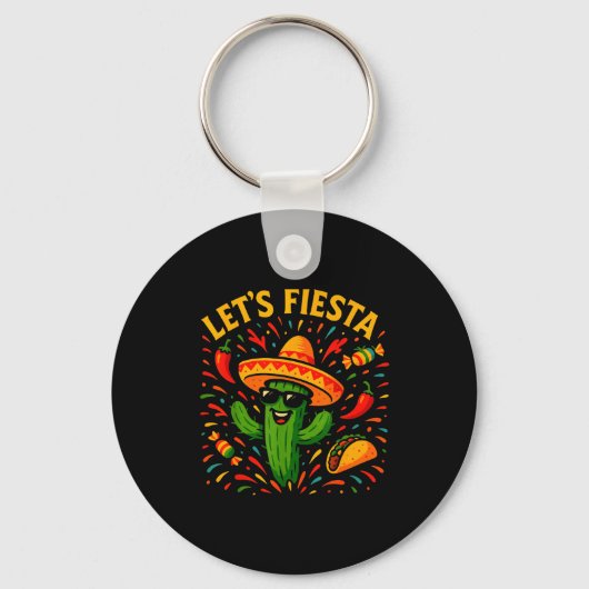Cinco de mayo Mexicaanse cactus feest grappig late Sleutelhanger (Voorkant)