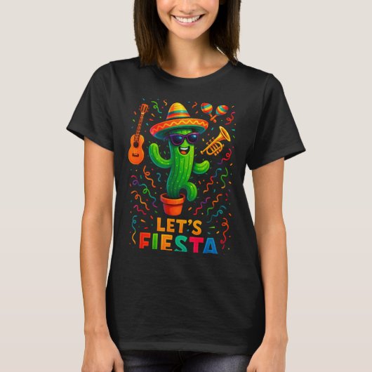 Cinco de mayo Mexicaanse cactus feest grappig late T-shirt (Voorkant)