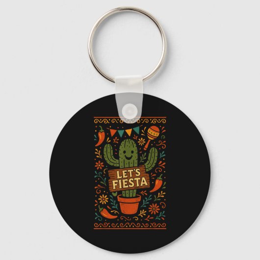 Cinco de mayo Mexicaanse cactus feestje grappig la Sleutelhanger (Voorkant)