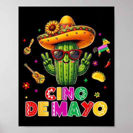 Cinco de Mayo Mexicaanse cactus grappig laat ons f Poster (Voorkant)