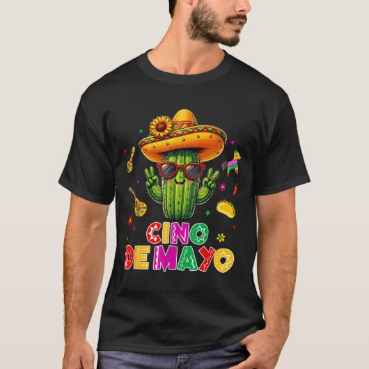 Cinco de Mayo Mexicaanse cactus grappig laat ons f T-shirt (Voorkant)