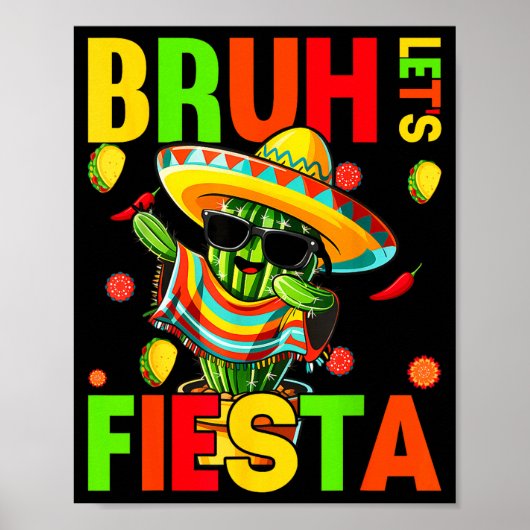 Cinco de mayo Mexicaanse cactus grappig laten we f Poster (Voorkant)
