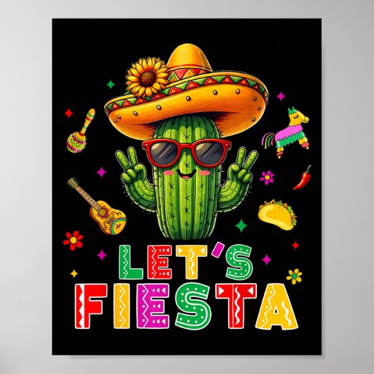 Cinco de mayo Mexicaanse cactus grappig laten we f Poster (Voorkant)