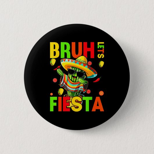 Cinco de mayo Mexicaanse cactus grappig laten we f Ronde Button 5,7 Cm (Voorkant)