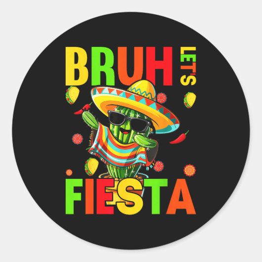 Cinco de mayo Mexicaanse cactus grappig laten we f Ronde Sticker (Voorkant)