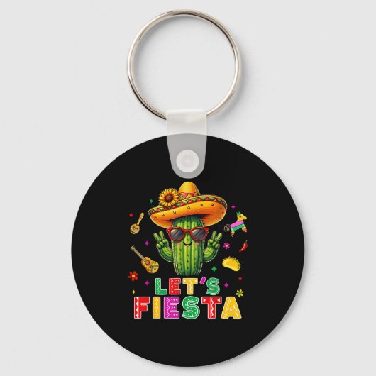Cinco de mayo Mexicaanse cactus grappig laten we f Sleutelhanger (Voorkant)
