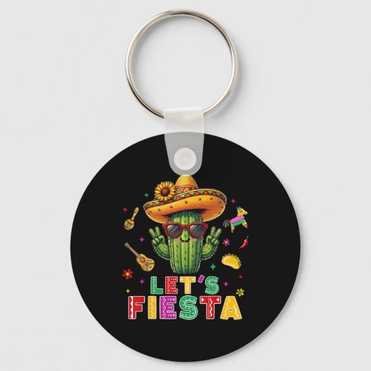 Cinco De Mayo Mexicaanse Cactus Grappig Laten we F Sleutelhanger (Voorkant)