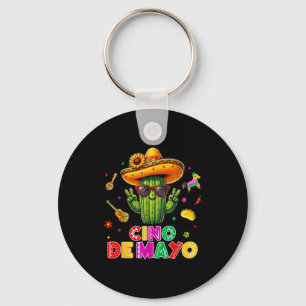 Cinco de Mayo Mexicaanse cactus grappig laten we f Sleutelhanger
