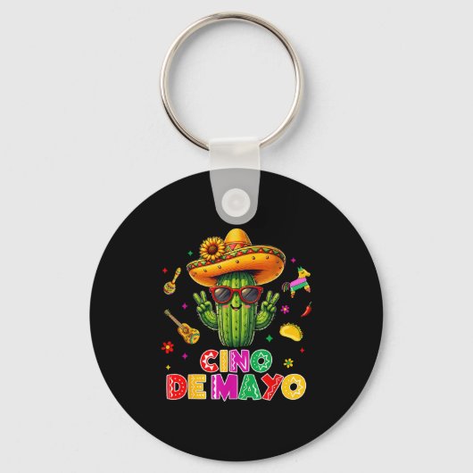 Cinco de Mayo Mexicaanse cactus grappig laten we f Sleutelhanger (Voorkant)