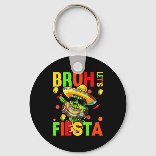 Cinco de mayo Mexicaanse cactus grappig laten we f Sleutelhanger (Voorkant)