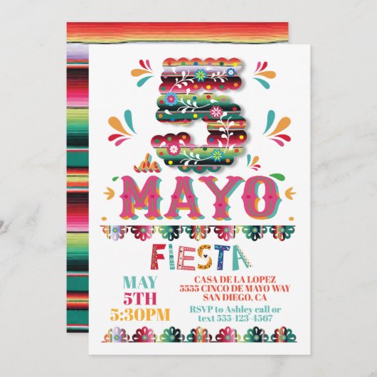 Cinco de Mayo Mexicaanse Fiesta Papier Picado Kaart (Voorkant / Achterkant)
