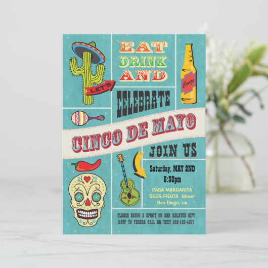 Cinco de Mayo Mexicaanse Fiesta Uitnodigingen (Staand voorkant)