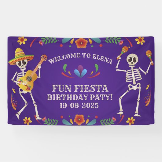 Cinco de Mayo Mexicaanse Fiesta verjaardag Custom Spandoek (Horizontaal)