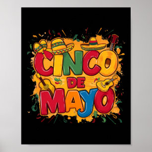 Cinco De Mayo Mexicaanse Gitaar Cactus Voor Mannen Poster