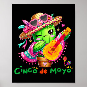 Cinco De Mayo Mexicaanse Gitaar Cactus Voor Mannen Poster