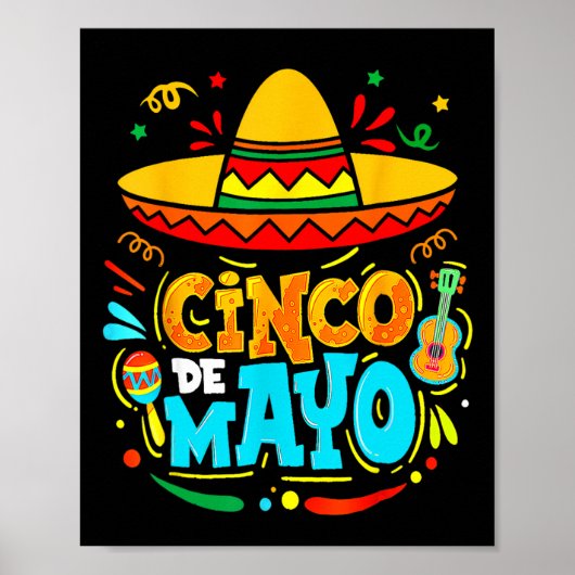 Cinco De Mayo Mexicaanse Hoed Feest Chili Pepper Poster (Voorkant)
