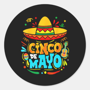 Cinco De Mayo Mexicaanse Hoed Feest Chili Pepper Ronde Sticker