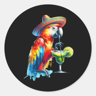 Cinco De Mayo Mexicaanse Hoed Papegaai Die Een M D Ronde Sticker
