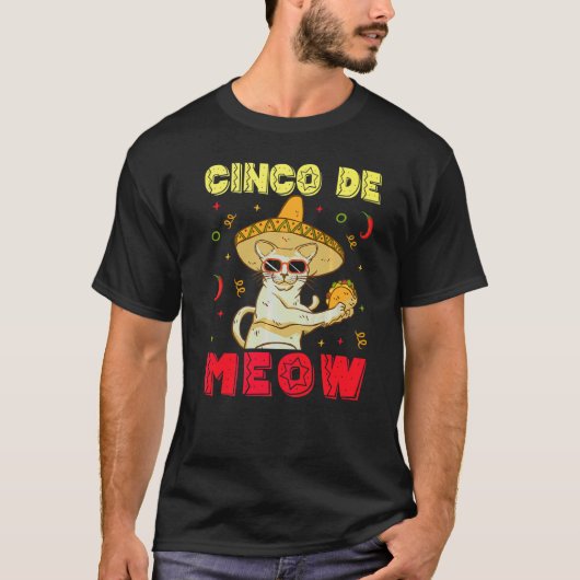 Cinco De Mayo Mexicaanse Kat Dansen T-shirt (Voorkant)