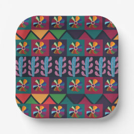Cinco De Mayo Mexicaanse Kunst Patroon Partij Papieren Bordje