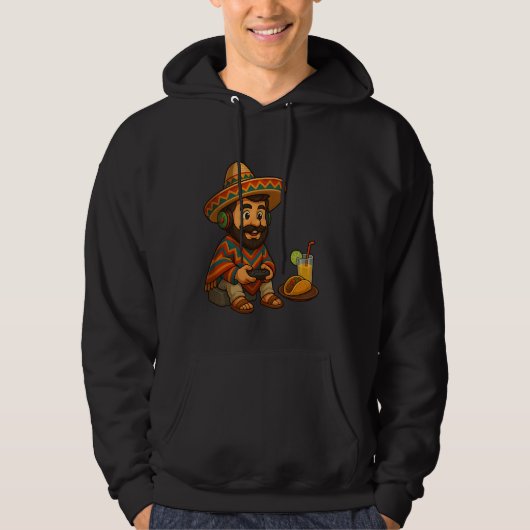 Cinco de Mayo Mexicaanse Poncho Sombrero Video Gam Hoodie (Voorkant)