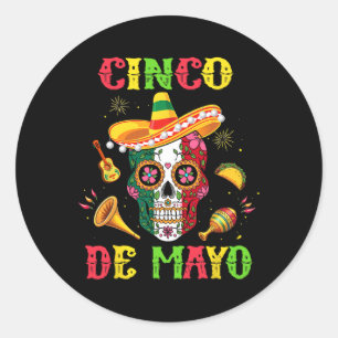 Cinco De Mayo Mexicaanse Suiker Schedel Feest Team Ronde Sticker