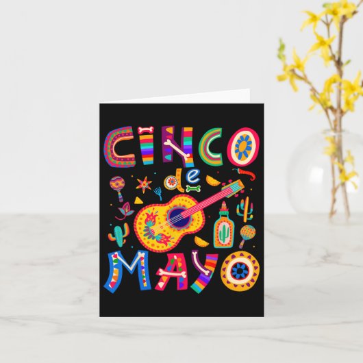 Cinco de Mayo Mexicaanse Taco Funny 5 De Mayo Lets Kaart (Gele Bloem)