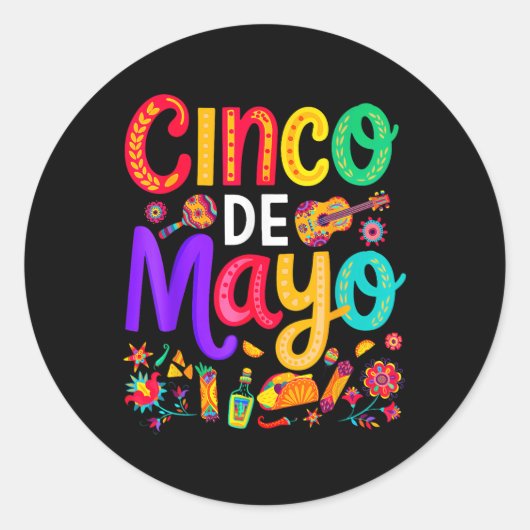 Cinco de Mayo Mexicaanse Taco Funny 5 De Mayo Lets Ronde Sticker (Voorkant)