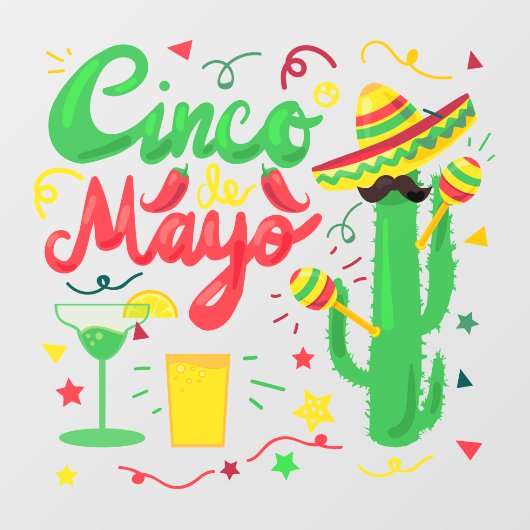 Cinco de Mayo Mexicaanse Zakelijke Viering Raamsticker (Vel)