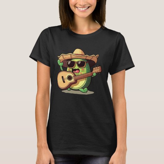 Cinco De Mayo Mexican Avocado Playing Guitar Sombr T-shirt (Voorkant)