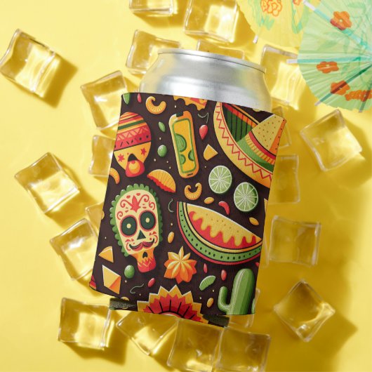 Cinco de Mayo Mexican bright scull cartoon pattern Blikjeskoeler (Insitu Zomer)