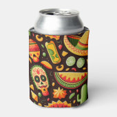 Cinco de Mayo Mexican bright scull cartoon pattern Blikjeskoeler (Blikje Voorkant)