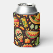 Cinco de Mayo Mexican bright scull cartoon pattern Blikjeskoeler (Blikje Achterkant)