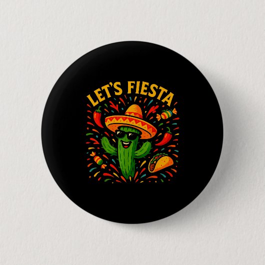 Cinco de mayo mexican cactus party funny letsCinco Ronde Button 5,7 Cm (Voorkant)