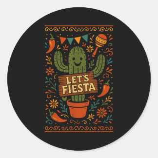 Cinco de mayo mexican cactus party funny letsCinco Ronde Sticker