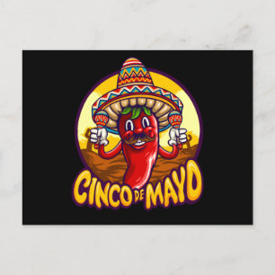 Cinco De Mayo Mexican Chili die Maracas speelt Briefkaart