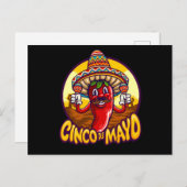 Cinco De Mayo Mexican Chili die Maracas speelt Briefkaart (Voorkant / Achterkant)