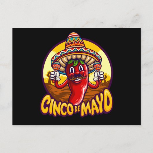 Cinco De Mayo Mexican Chili die Maracas speelt Briefkaart (Voorkant)