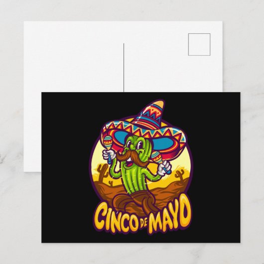 Cinco De Mayo Mexican Fiesta Cactus die Maraca spe Briefkaart (Voorkant / Achterkant)