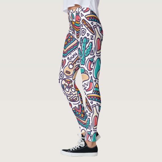 Cinco De Mayo Mexican Fiesta Seamless Pattern Leggings (Links)