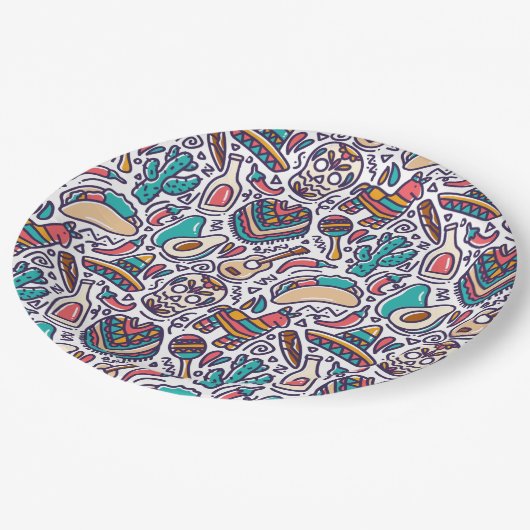 Cinco De Mayo Mexican Fiesta Seamless Pattern Papieren Bordje (Gekanteld)