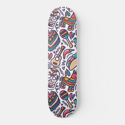 Cinco De Mayo Mexican Fiesta Seamless Pattern Persoonlijk Skateboard (Voorkant)